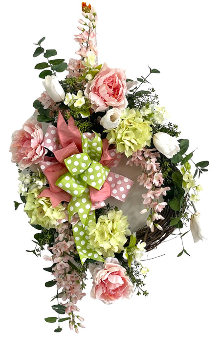 Pink and Green Spring Wreath/ENG385