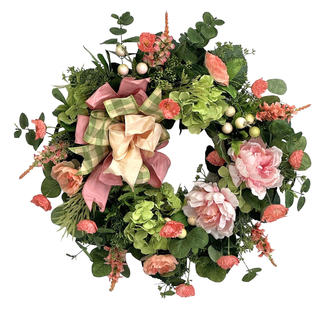 Pink and Peach Garden Wreath/ENG394