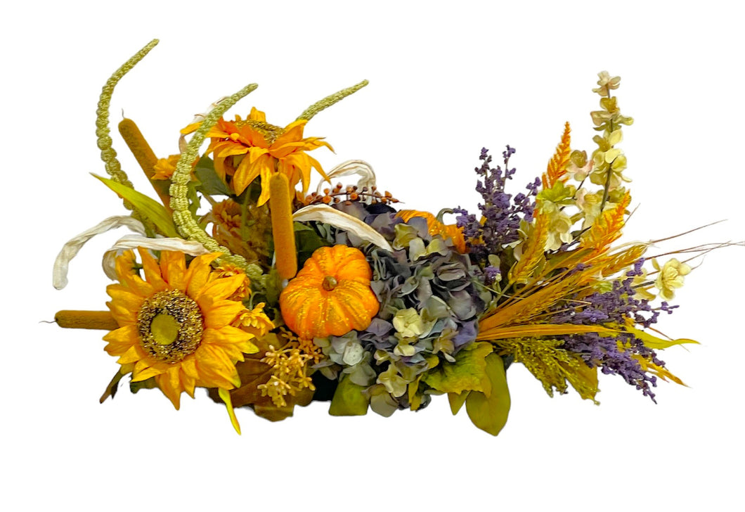 Orange, Gold, Purple, Long and Low Centerpiece/FAA37
