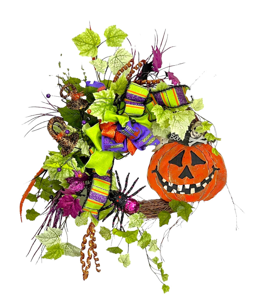 Orange Jack-O-Lantern Halloween Wreath/HAL46