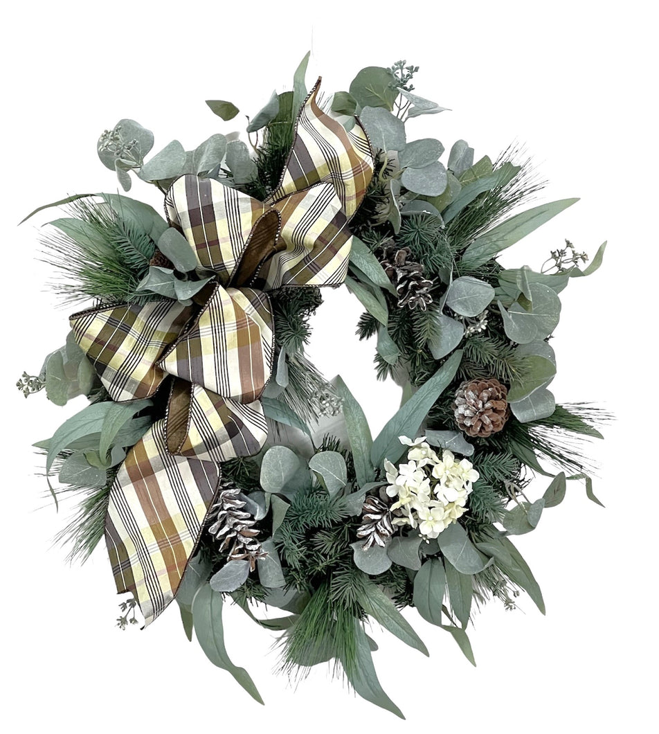 Pinecones and Plaid Winter Wreath/TRANS189