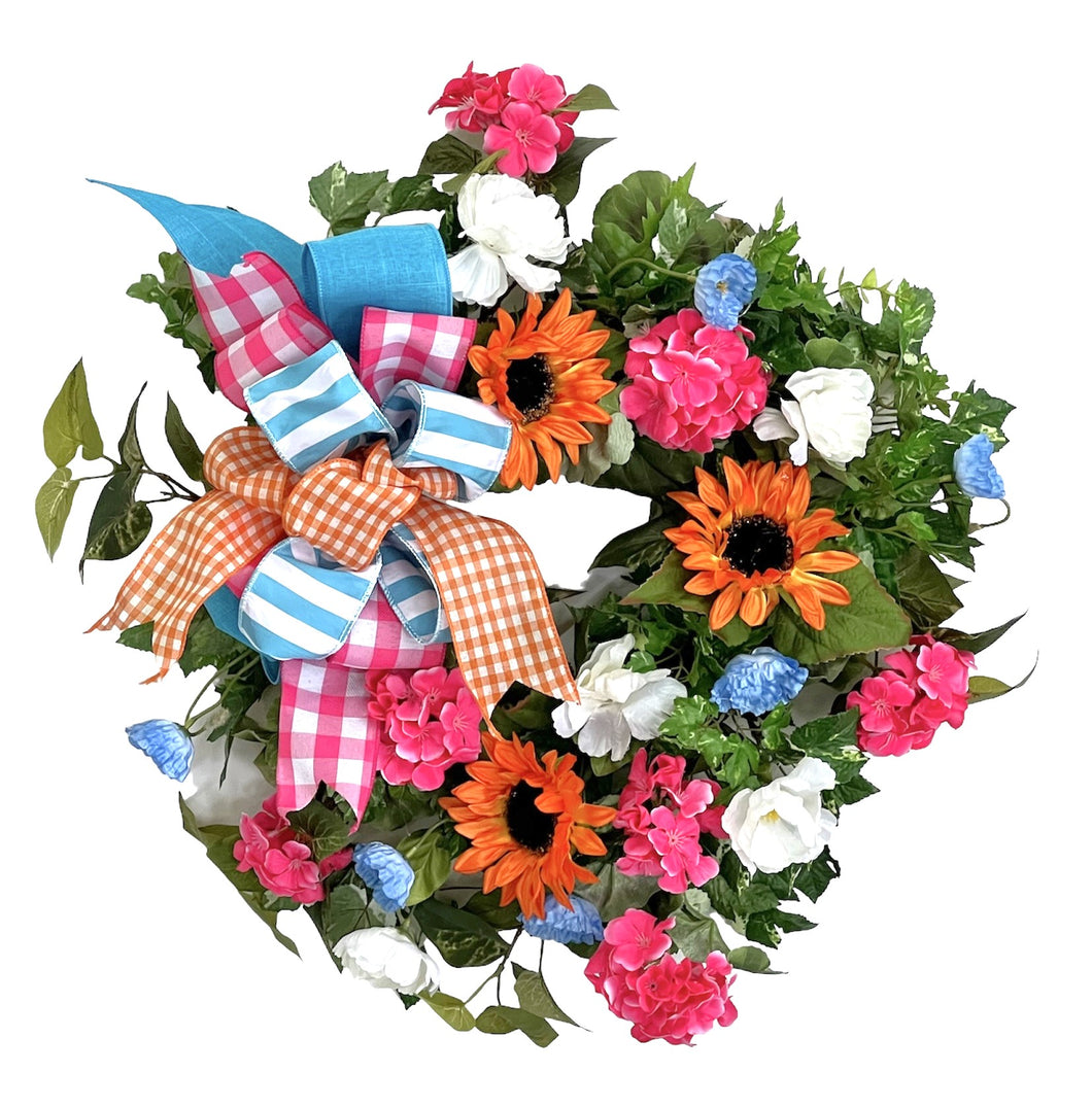 Orange, Pink, Blue Summer Wreath/VER198