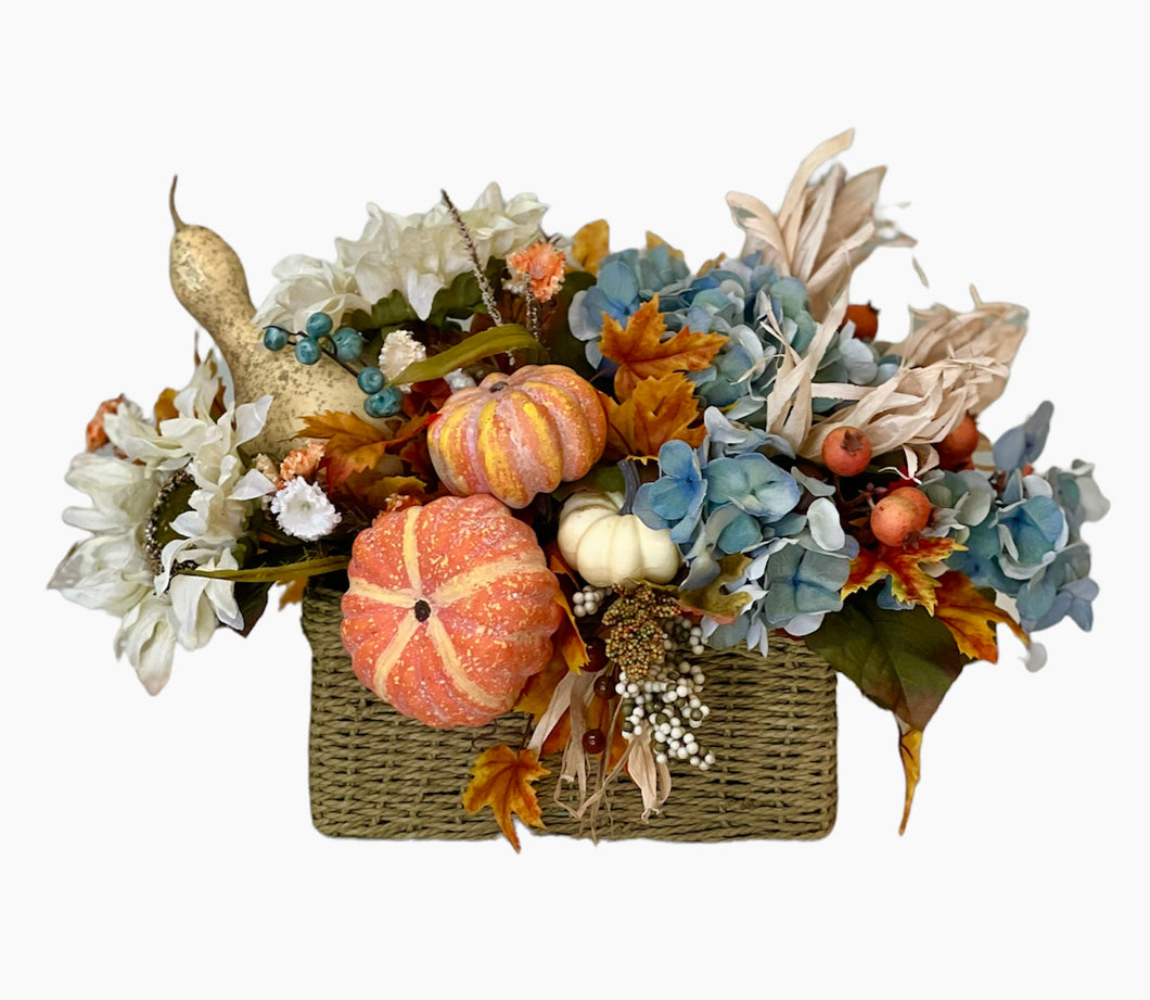 Cream, Orange Light Blue Fall Arrangement/FAA04