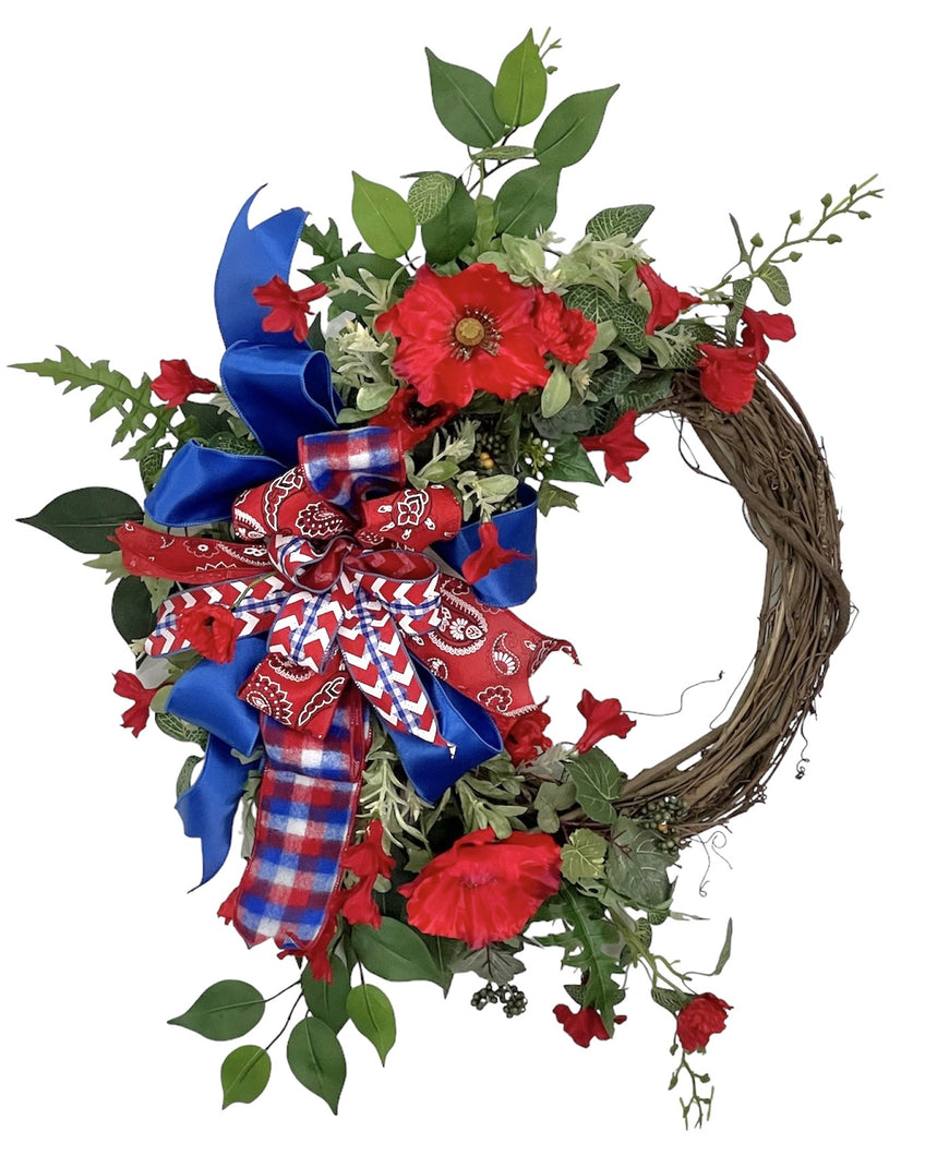 Red Poppy Americana Wreath/AMC64