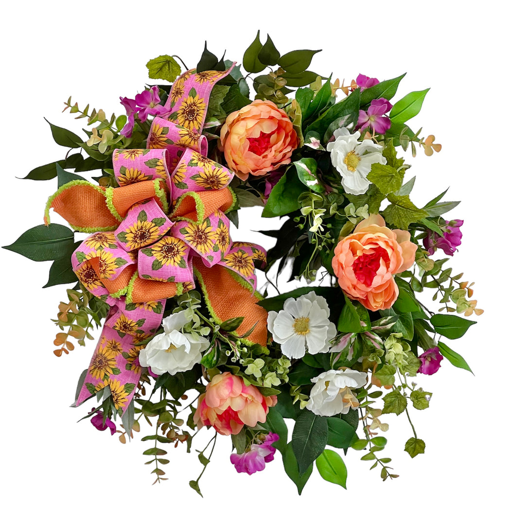 Cream, Magenta, Orange Wreath/ENG296