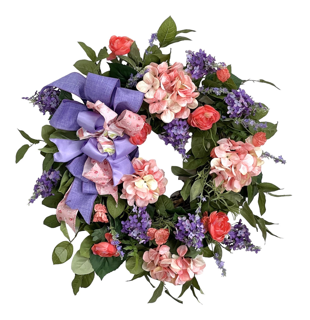 Coral and Lilac Summer Wreath/ENG306