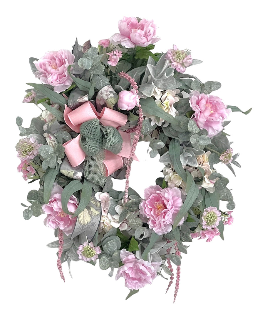 Mixed Eucalyptus and Pink Wreath/ENG386