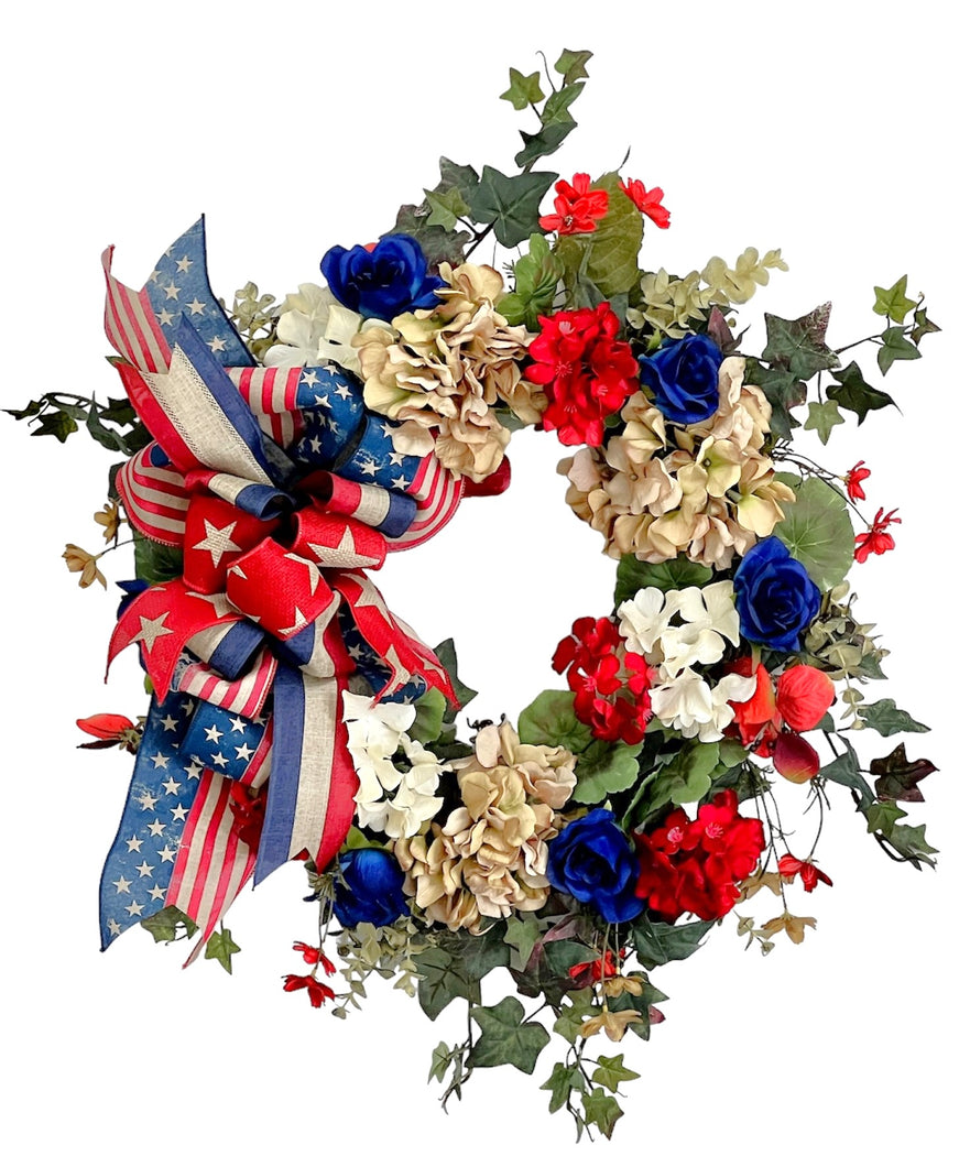 Hydrangea and Geranium Americana Wreath/AMC62