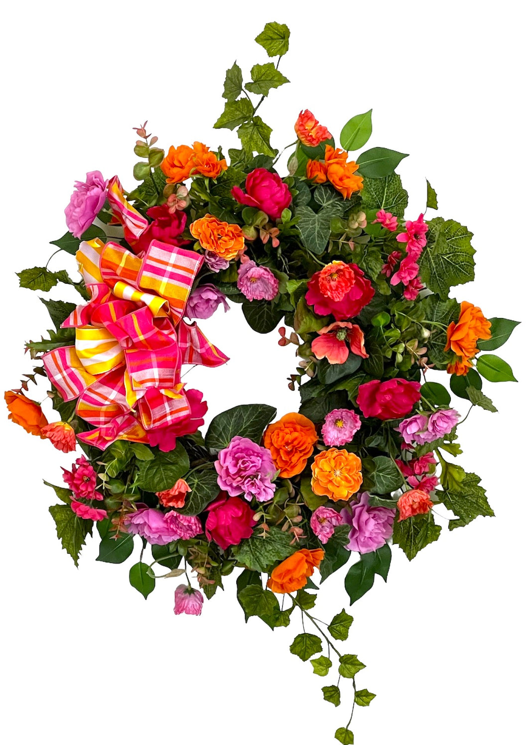 Orange and Hot Pink Garden Wreath/ENG300
