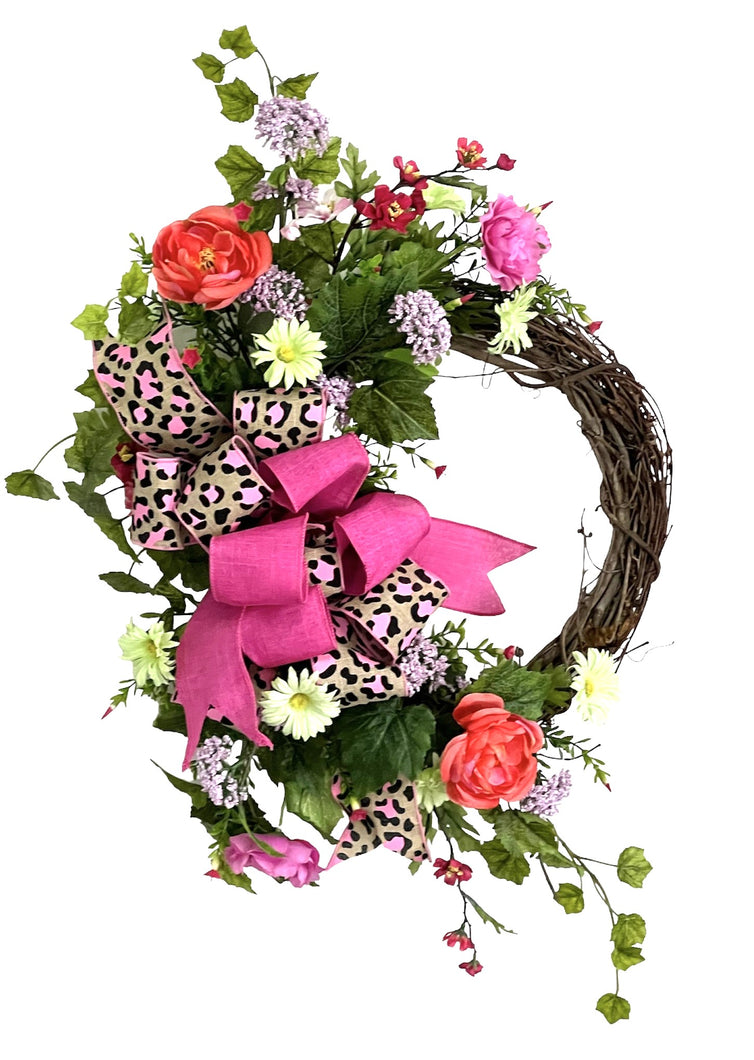 Pink Leopard Summer Wreath/ENG331
