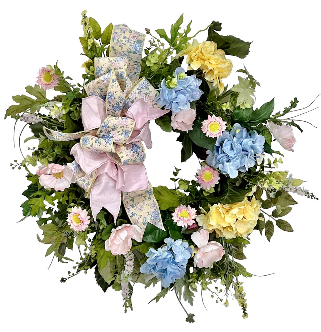 Yellow, Pink, Blue Spring Wreath/ENG334