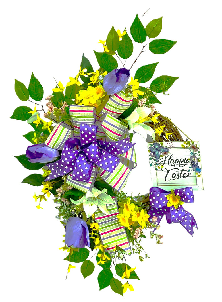 Purple and Yellow Easter Wreath/ENG383
