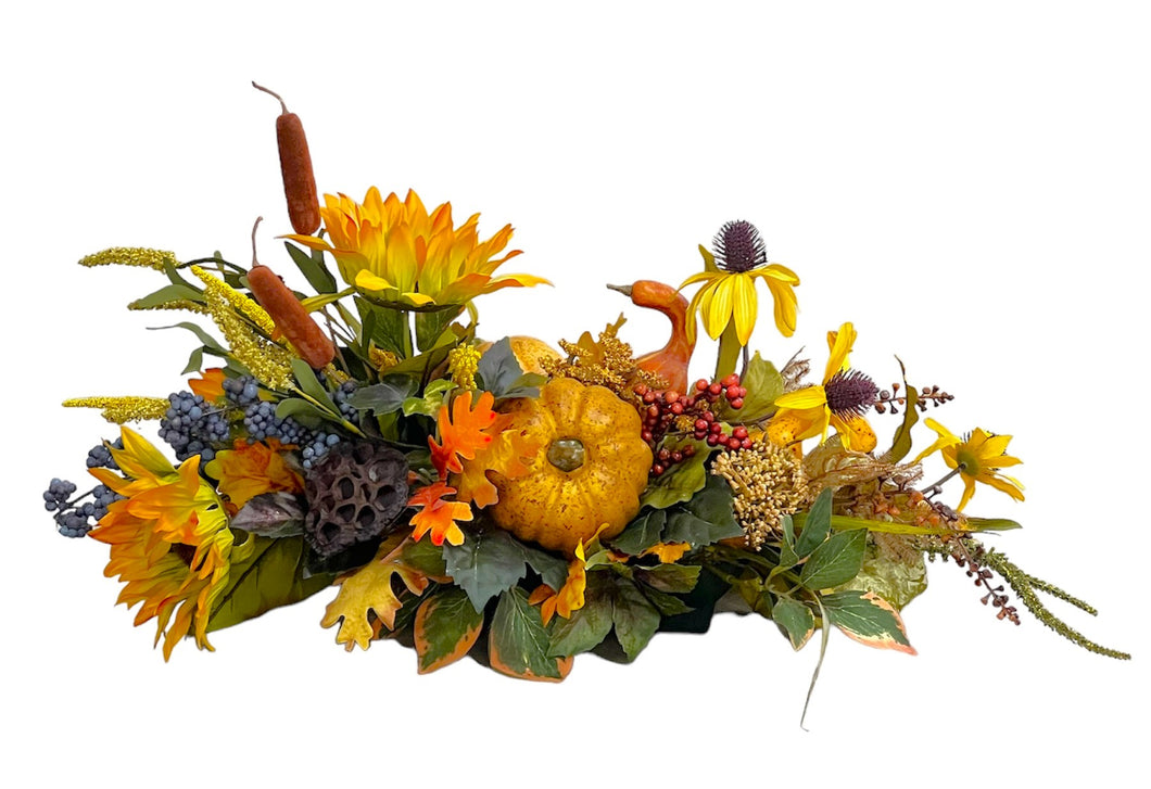 Long and Low Sunflower and Black Eyed Susan Fall Arrangement/FAA26