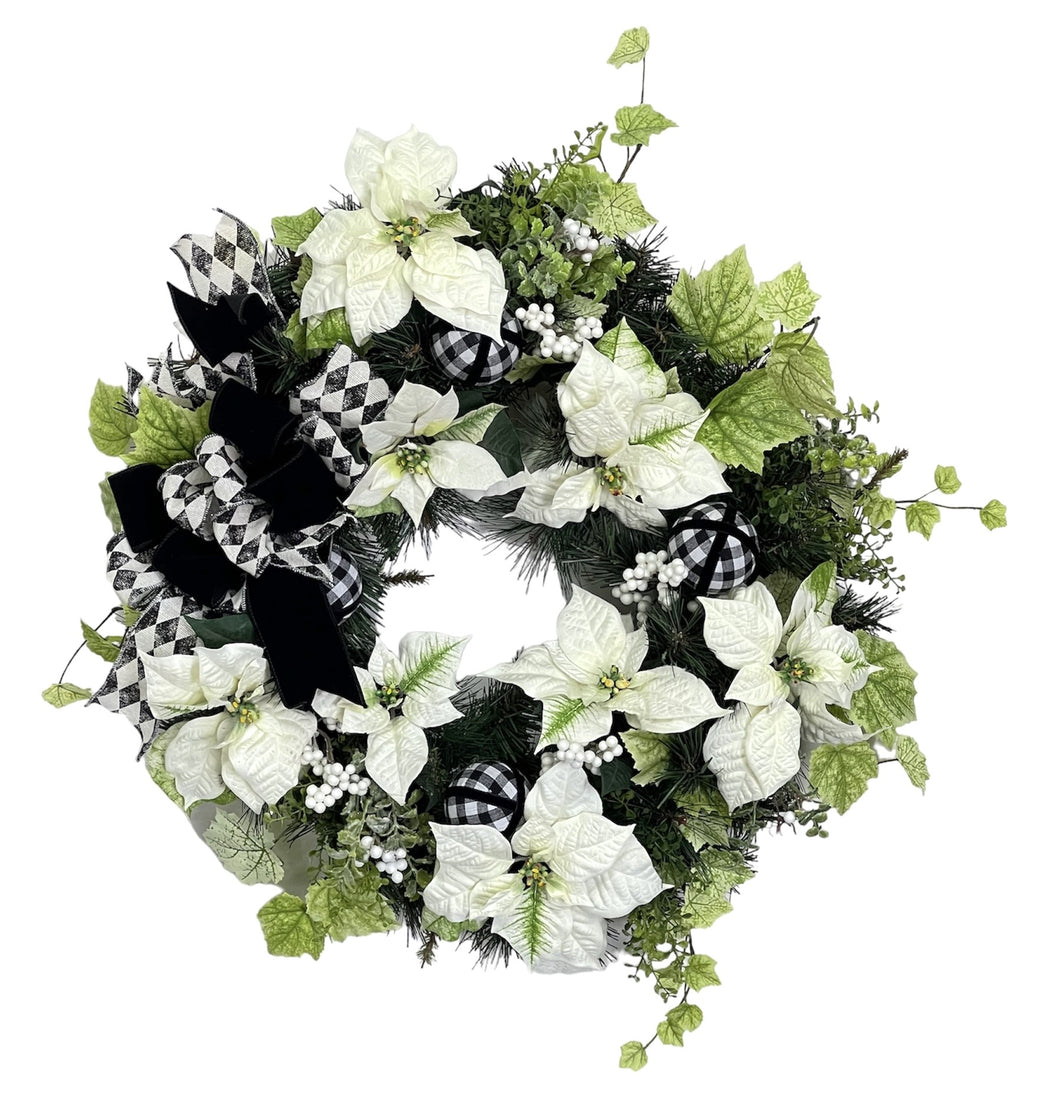 Black and White Holiday Wreath/HOL164