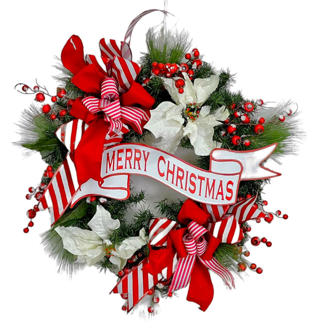 Red and White Merry Christmas Wreath/HOL184