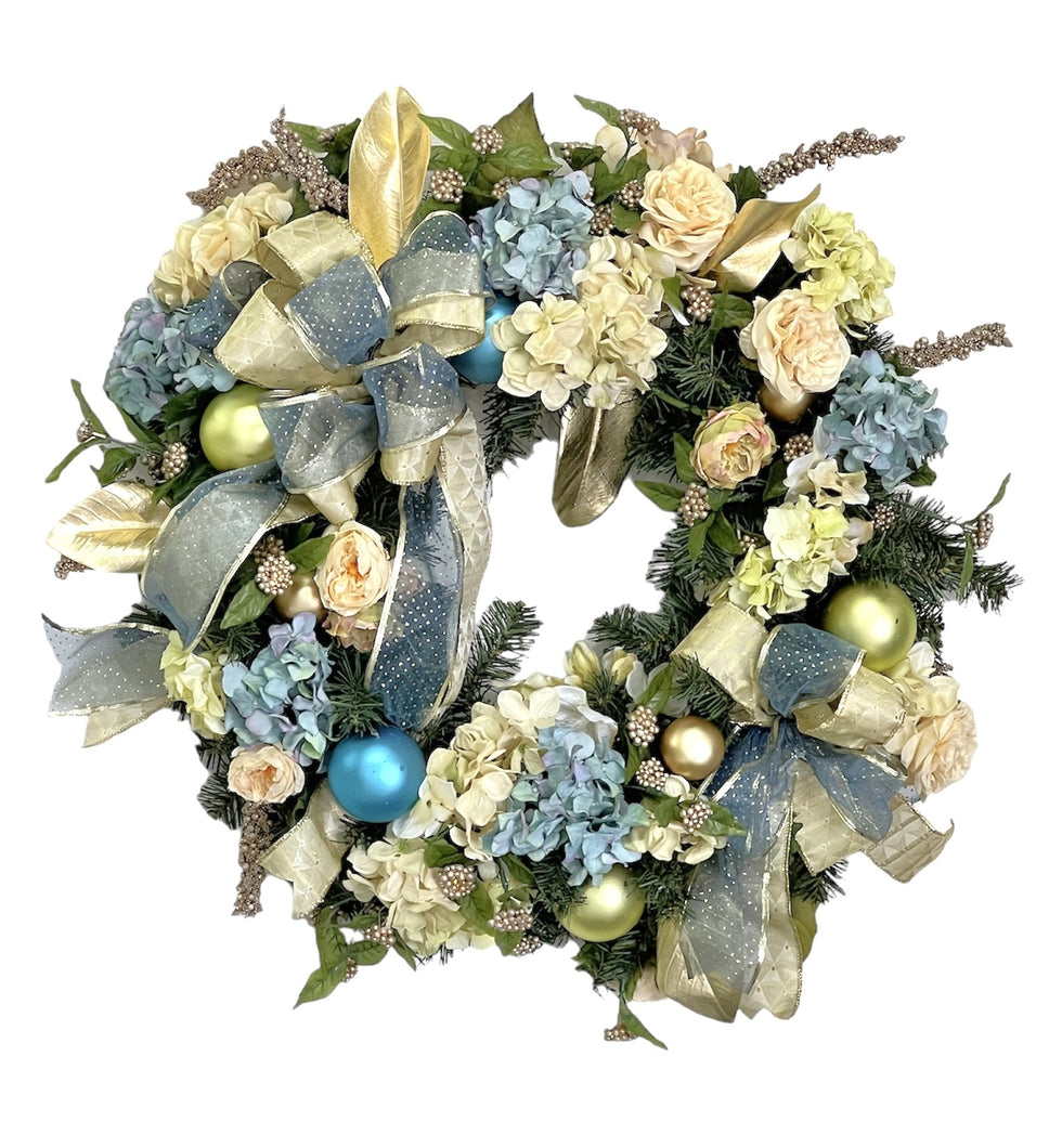 Dusty Blue and Cream Holiday Wreath/Hol81