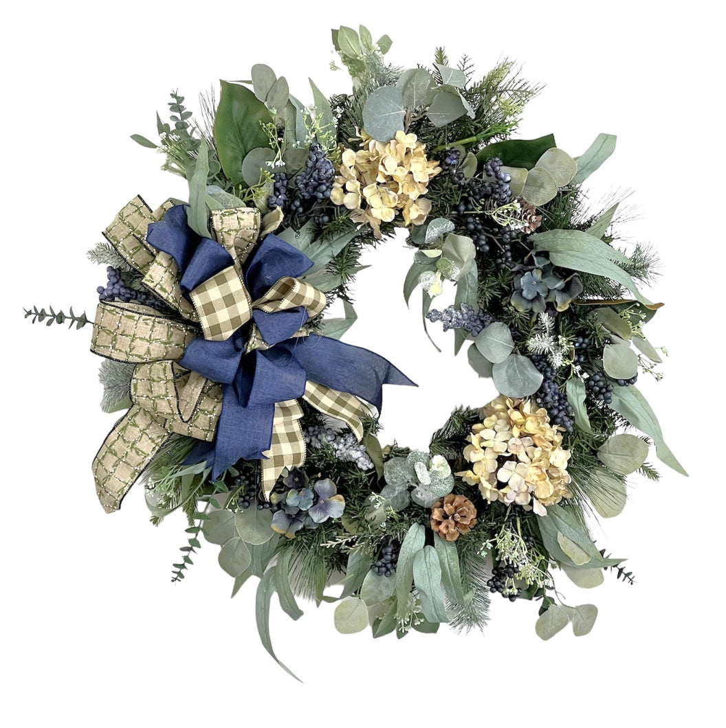 Cream and Navy Winter Wreath/TRANS180
