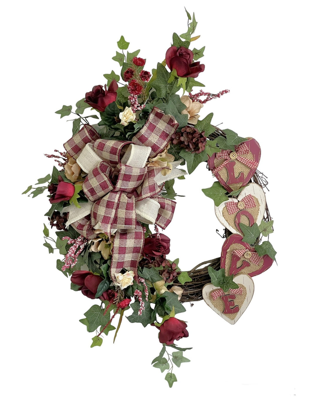 Burgundy and Cream Valentine's Wreath/VAL110