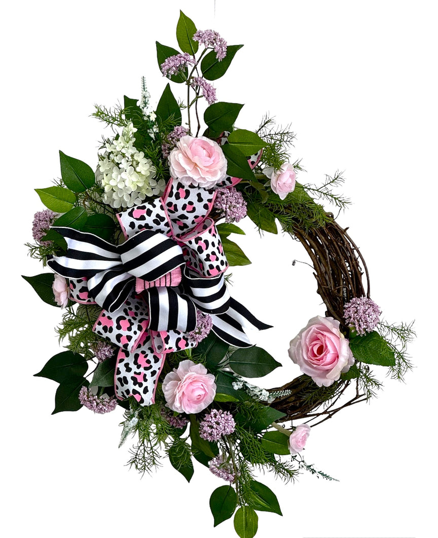 Leopard and Stripes Heart Wreath/VAL118