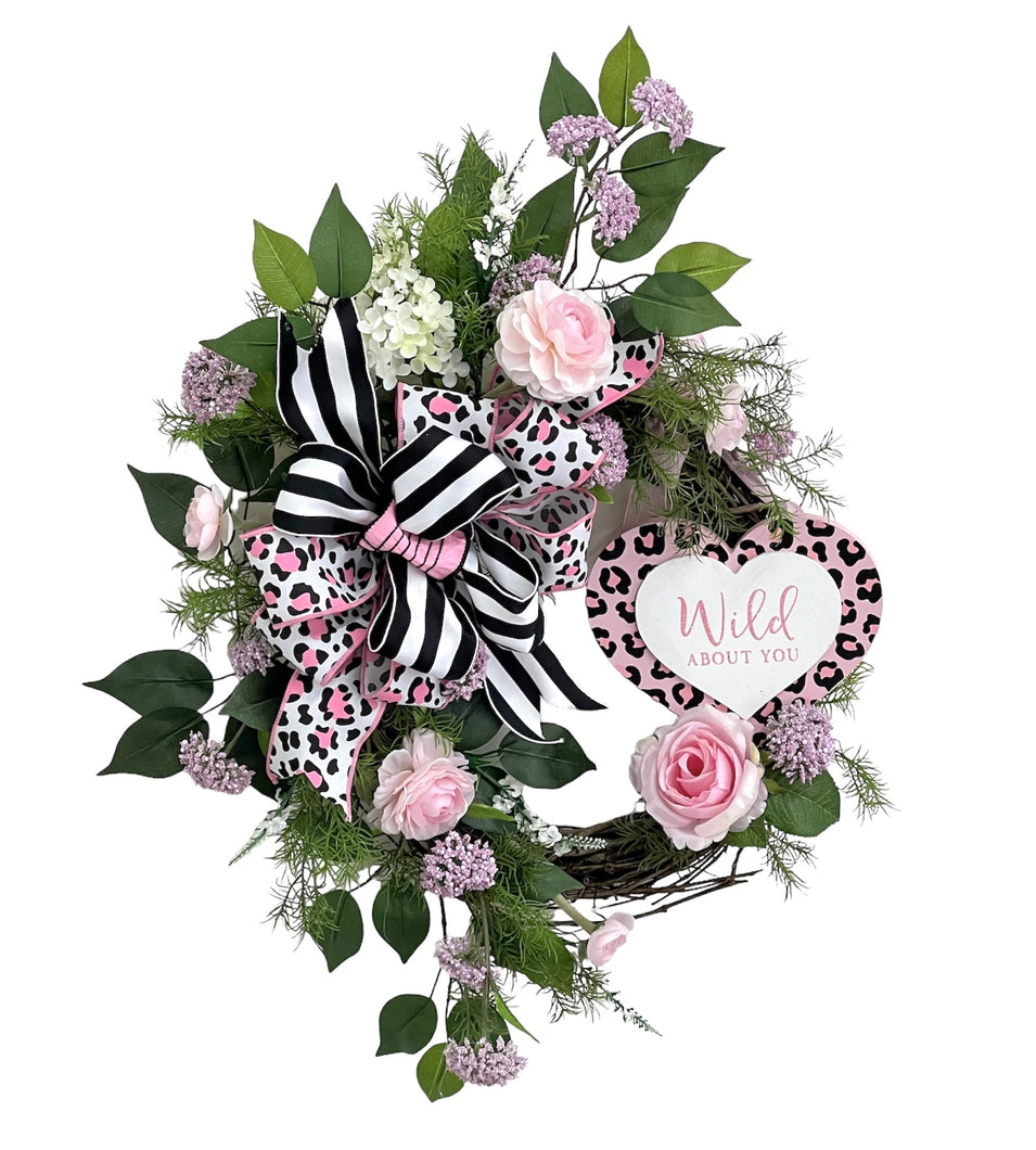 Leopard Print Heart Wreath/VAL118