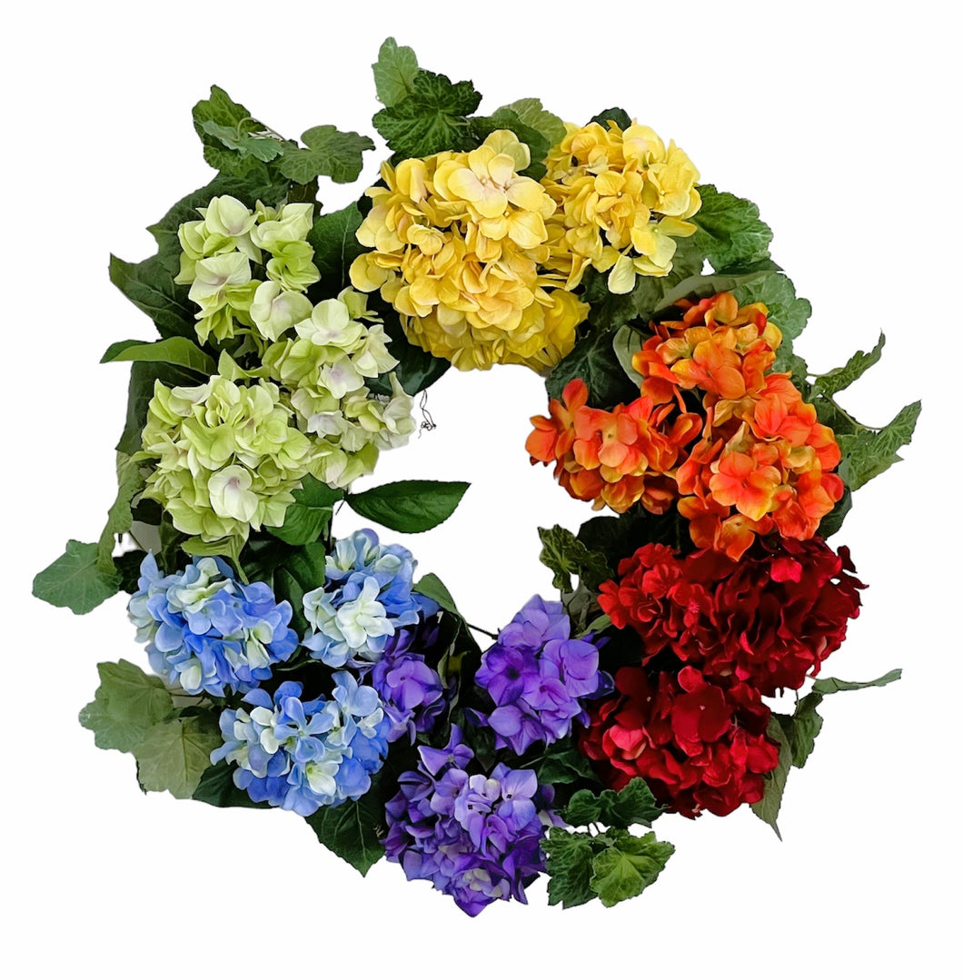 A Rainbow of Hydrangea Wreath/VER106