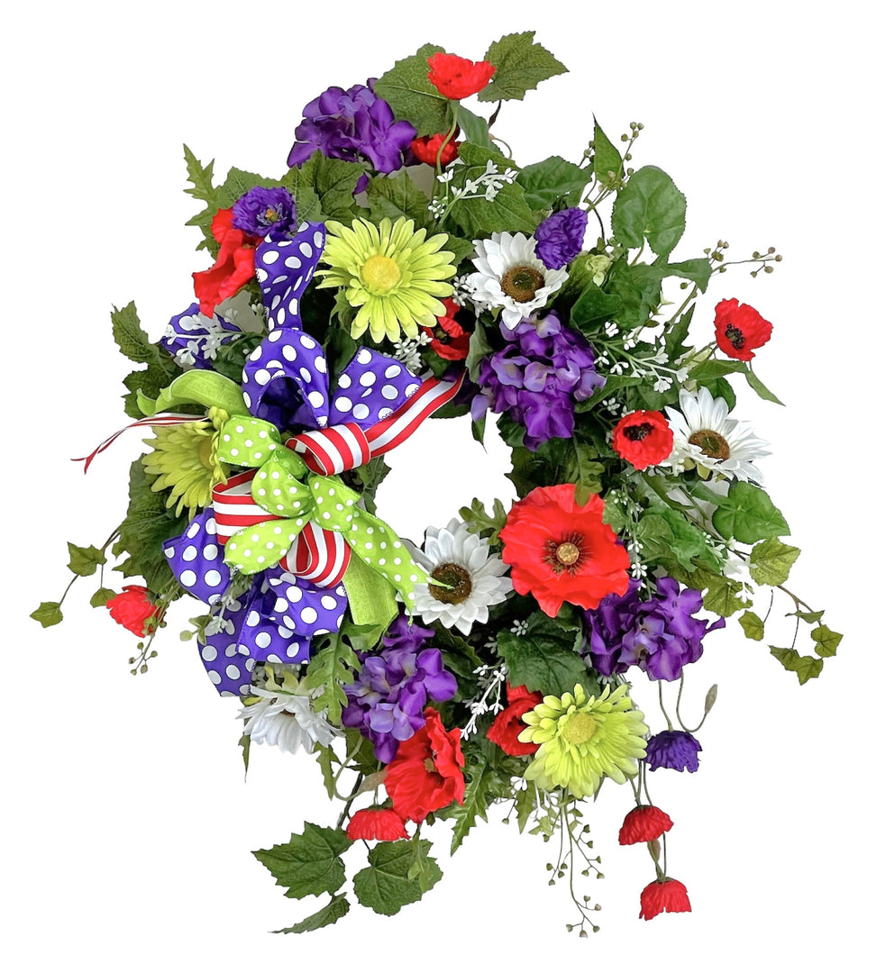 Red, Purple, White, Green Summer Wreath/VER195