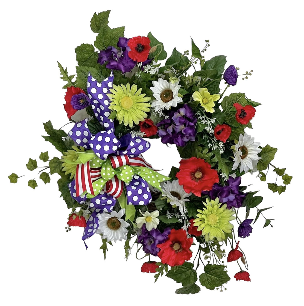 Red, Purple, White, Green Summer Wreath/VER195