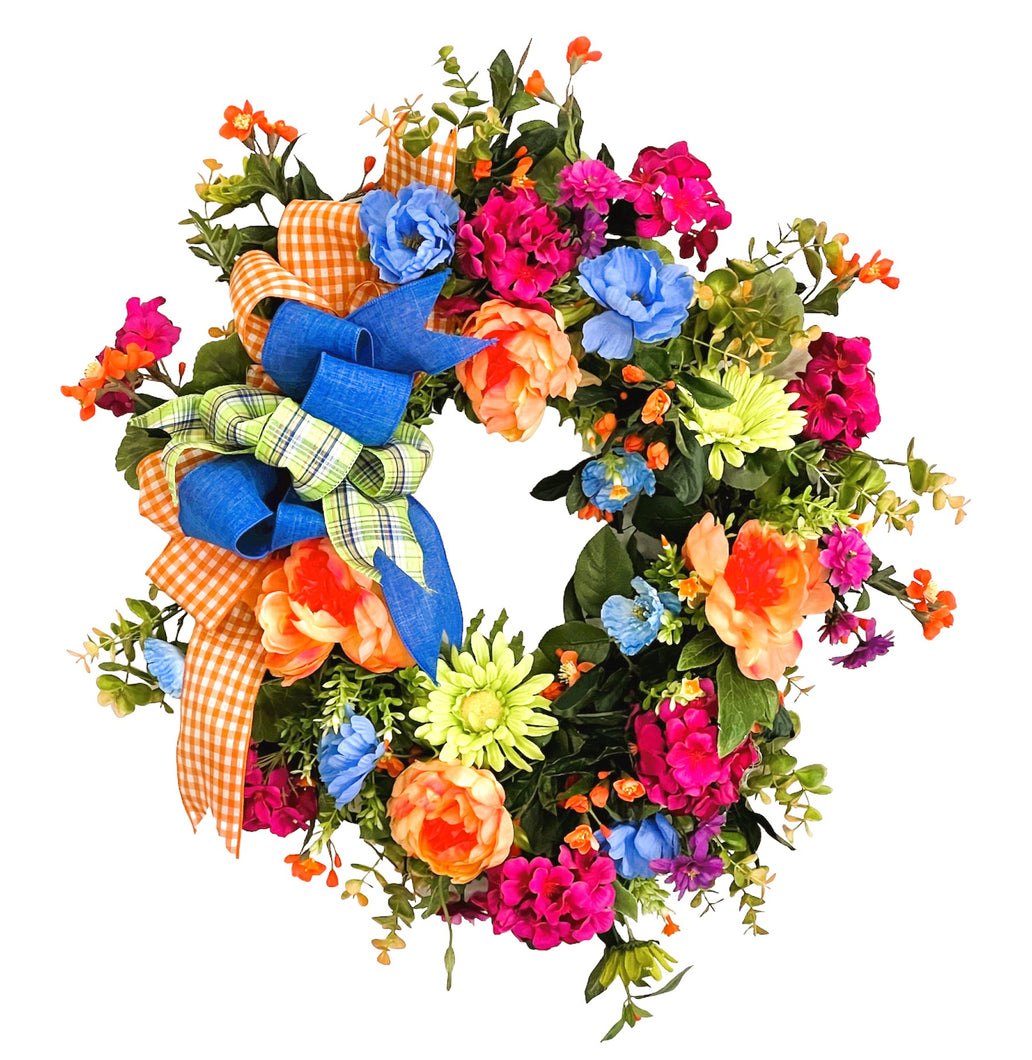 Orange, Pink, Blue Summer Wreath/VER196