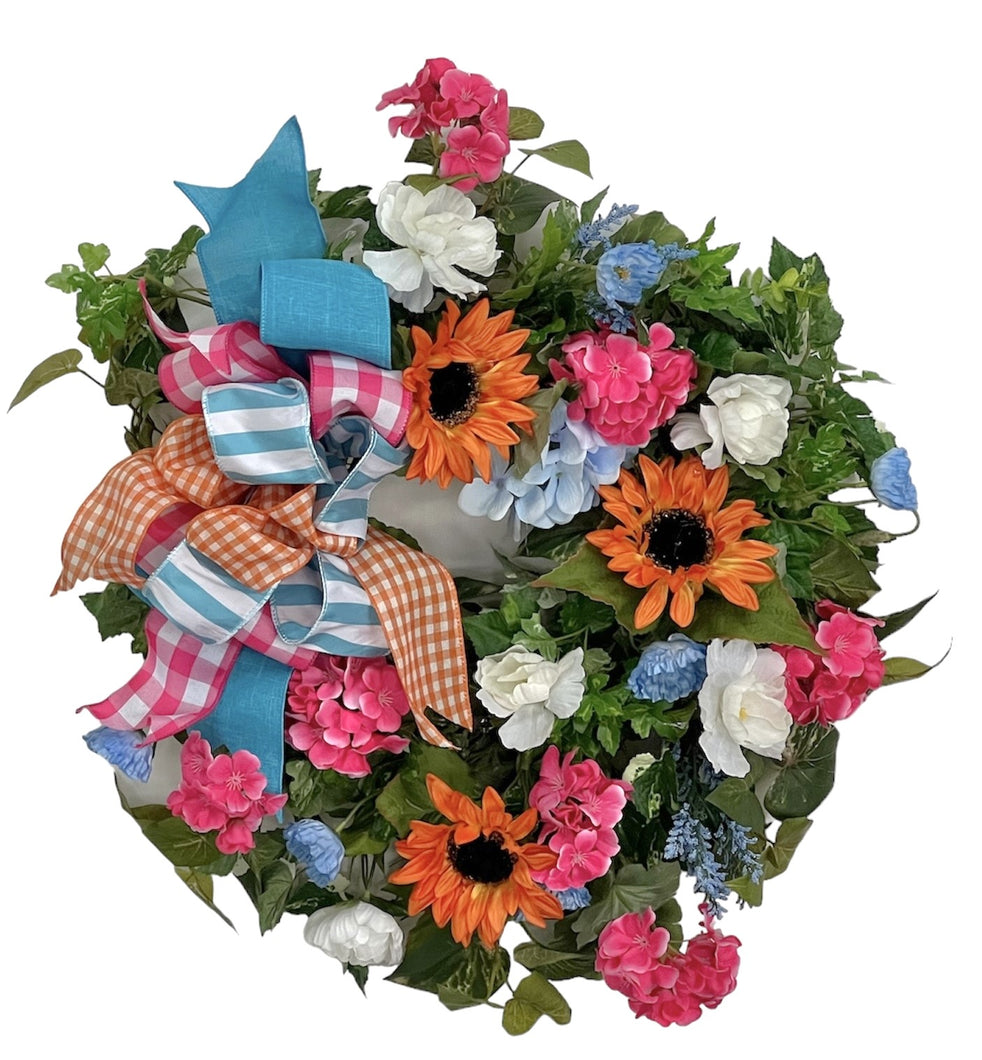 Orange, Pink, Blue Summer Wreath/VER198