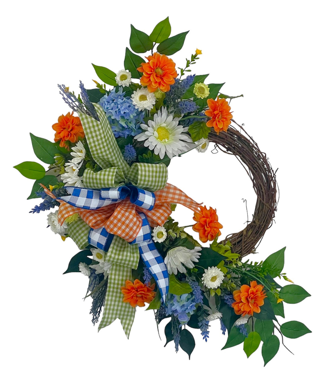 Orange, Blue and White Summer Wreath/VER209