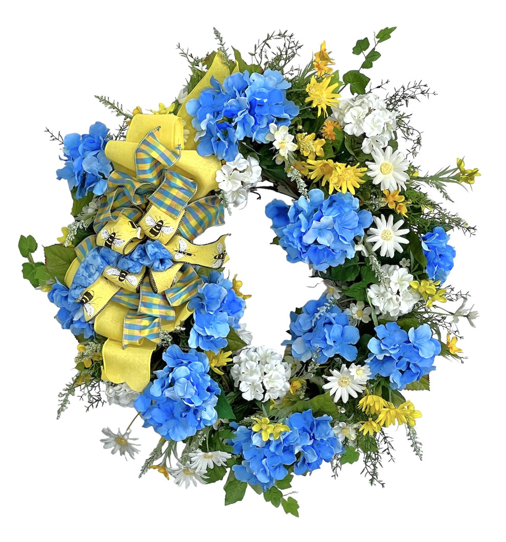 Blue Hydrangea and Daisy Summer Wreath/VER44