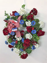 Cream, Red and Blue Silk Floral Americana Summer Wreath/AMC30 - April's Garden Wreath