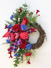 Red and Blue Silk Floral Petite Americana Crescent Wreath/AMC41 - April's Garden Wreath