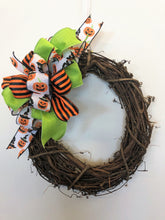 Orange, Black, Lime and White Jack O lantern Print Halloween Bow for Wreaths, Doors and Home Decor/HLB02