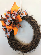Black, Orange and White Jack O Lantern Print Halloween Bow for Wreaths, Doors and Home Decor/HLB03