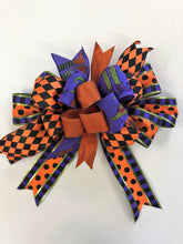 Orange, Purple and Black Halloween Witch Bow for Wreaths, Home Decor, and Doors/HLB04