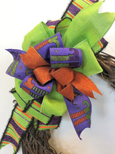 Purple, Lime and Orange Halloween Witch Bow for Wreaths, Doors, and Home Decor/HLB05