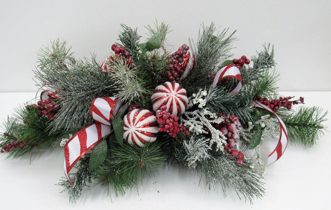 Red and White  Silk Floral Holiday Arrangement/HA05 - April's Garden Wreath
