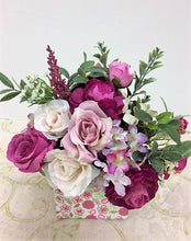 Dark and Light Pink Roses Petite Silk Floral Arrangement in Floral Box/RA05 - April's Garden Wreath
