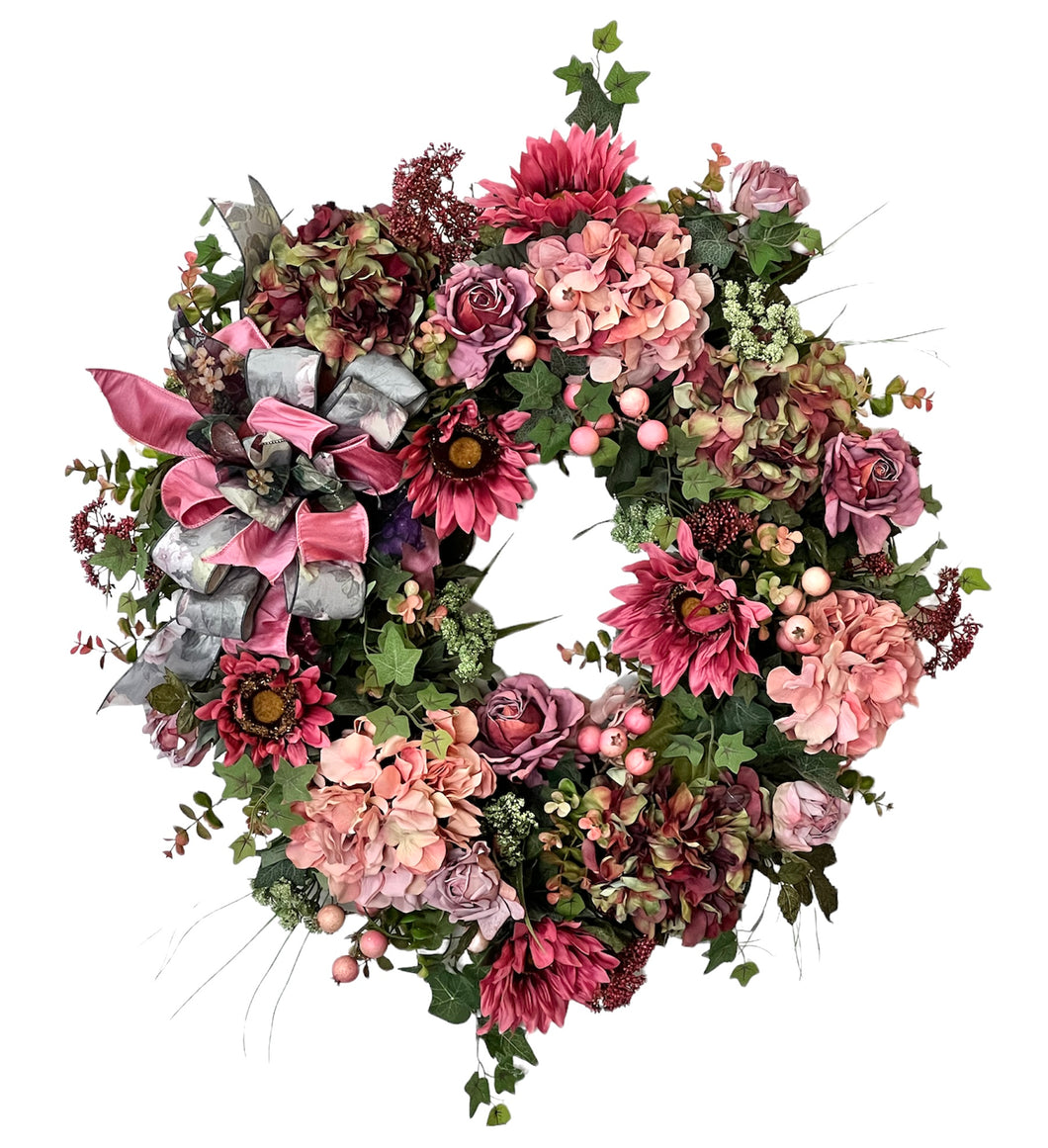 Dark Rose, Pink, Burgundy Everyday Wreath/ROM54