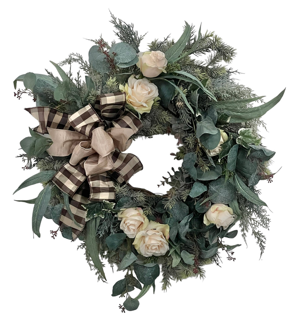 Blush Winter Wreath with Eucalyptus/TRANS123