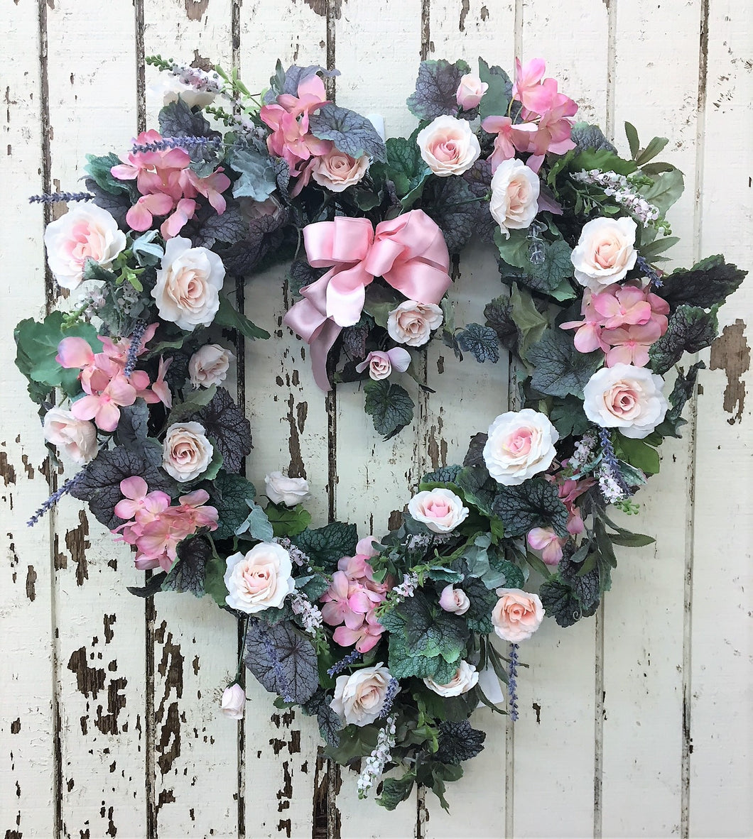 Heart Shaped Pink Valentine's Wreath/Val06 - April's Garden
