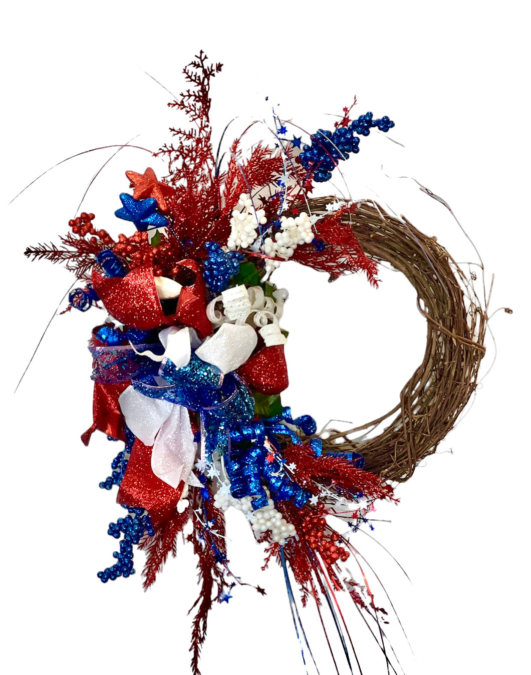 Red White and Blue Silk Floral 4th of July Inspired Wreath/AMC56