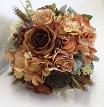 Cream, Rust, and Apricot Silk Floral Bridal Bouquet/BB07 - April's Garden Wreath