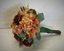 Cream, Rust, and Apricot Silk Floral Bridal Bouquet/BB07 - April's Garden Wreath