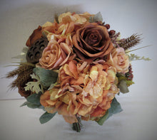 Cream, Rust, and Apricot Silk Floral Bridal Bouquet/BB07 - April's Garden Wreath