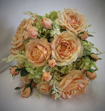 Apricot and Light Green Silk Floral Bridal Bouquet/BB09 - April's Garden Wreath