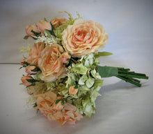 Apricot and Light Green Silk Floral Bridal Bouquet/BB09 - April's Garden Wreath