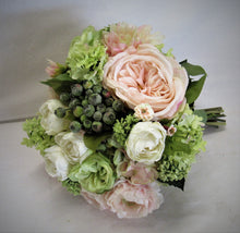 Light Pink, Green and Cream Silk Floral Bridal Bouquet/BB10 - April's Garden Wreath