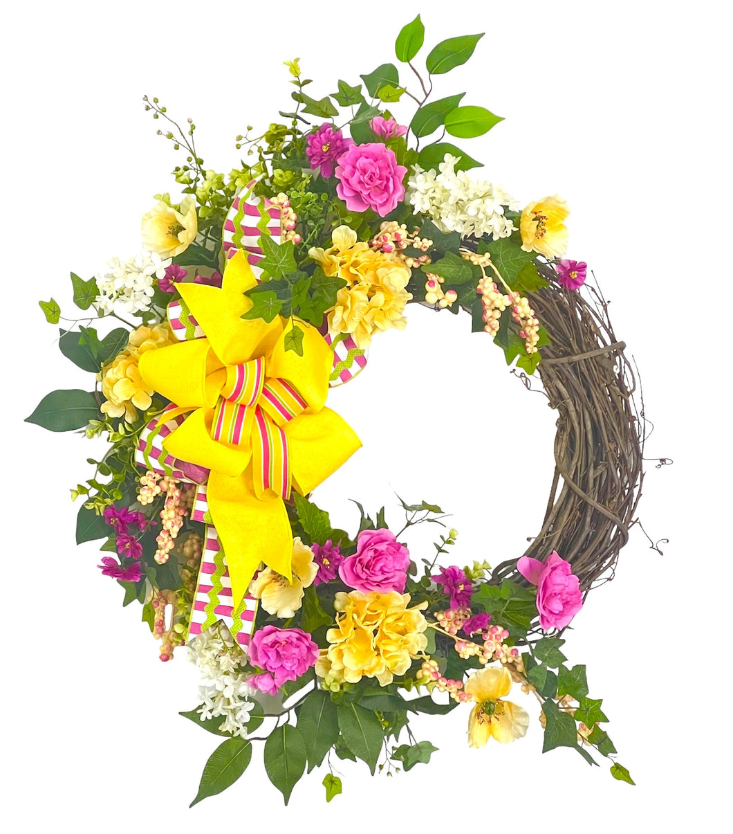Yellow and Pink Crescent Wreath/ENG329